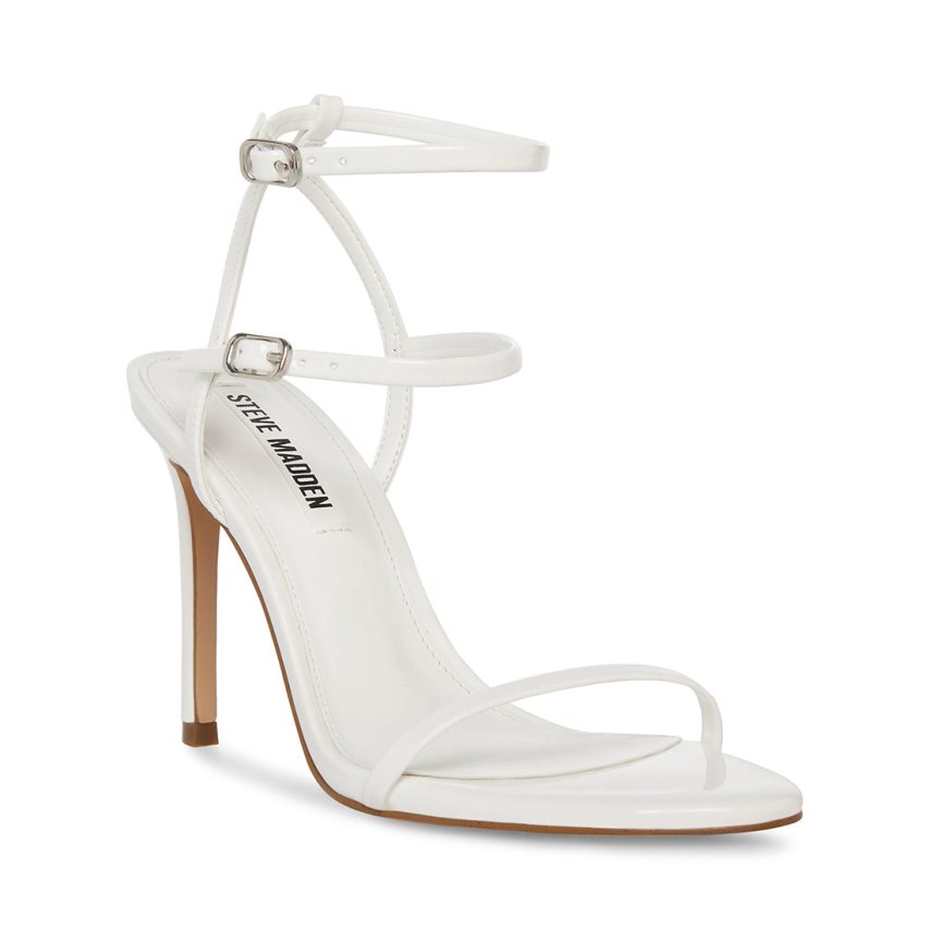 White Steve Madden Theresa Patent Women's Heels Sandals | PH 7254WXU